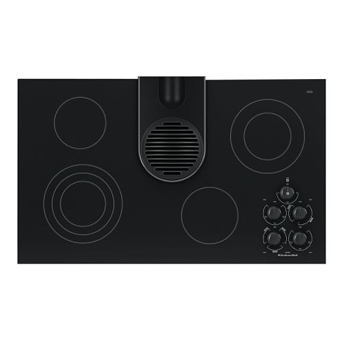 KitchenAid 36 in. Electric Ceramic-Glass Conventional Cooktop with Downdraft Vent System -...