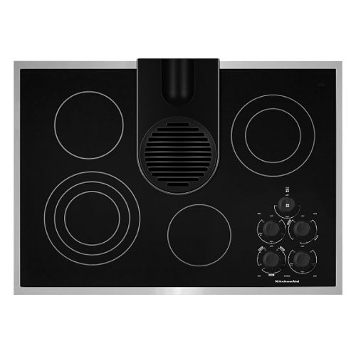 KitchenAid 30 in. Electric Ceramic-Glass Conventional Cooktop with Downdraft Vent System -...