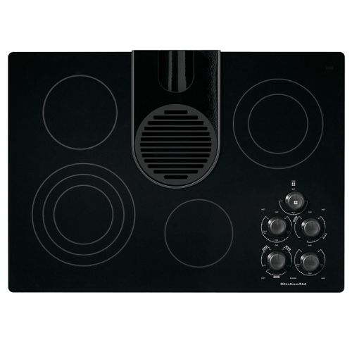 KitchenAid 30 in. Electric Ceramic-Glass Conventional Cooktop with Downdraft Vent System -...