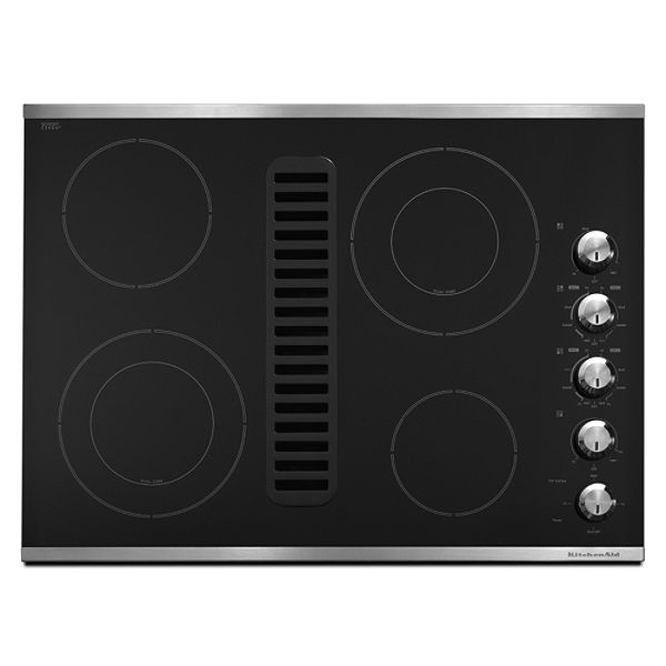 KitchenAid Black w/Stainless 30 in. Electric Downdraft Cooktop -