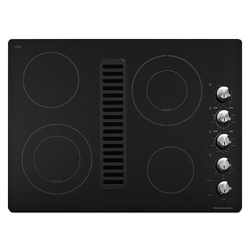 KitchenAid Black 30 in. Electric Downdraft Cooktop - KECD807