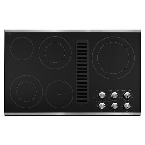 KitchenAid Black w Stainless 36 in. Electric Downdraft Cooktop - KECD867