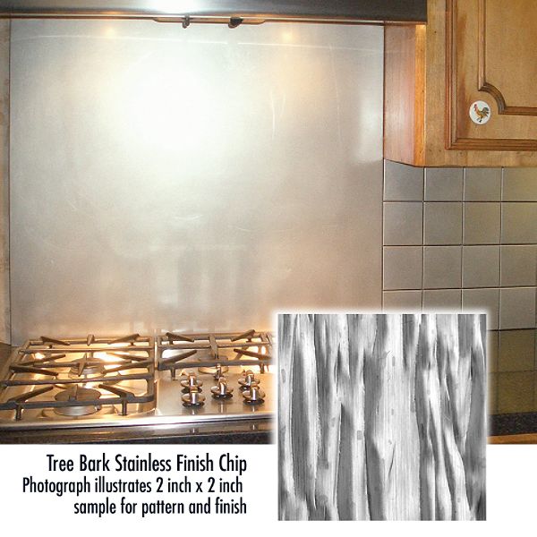 Frigo Design Tree Bark Stainless 30 in. Custom Metal Cooktop Splash -
