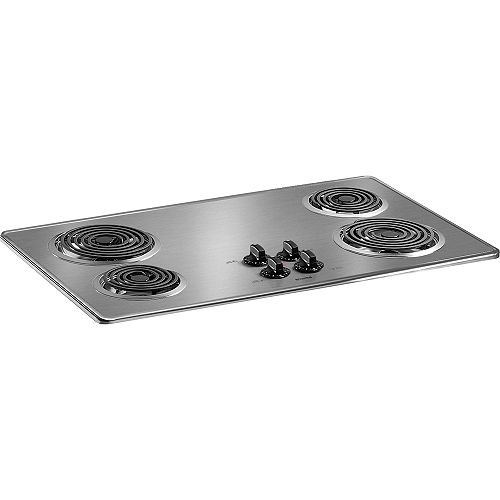 Kenmore Brushed chrome w black 36" Electric Cooktop with Coil Elements 4121