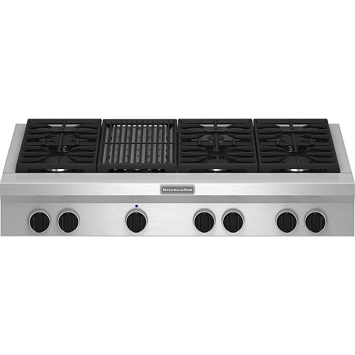 KitchenAid 48 in. Pro-Style Gas Cooktop Plus Grill - KGCU482V 