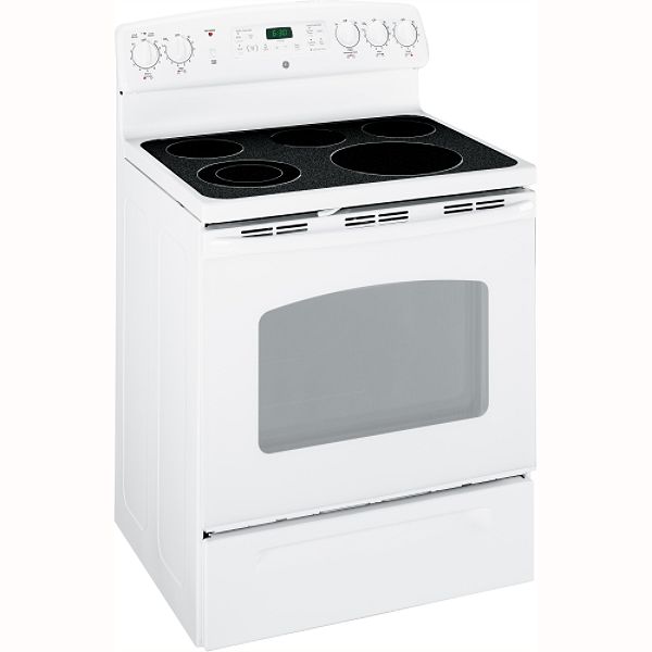 GE White-on-white 30" Freestanding Electric Range JB680