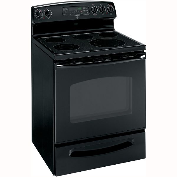 GE Black-on-Black 30" Freestanding Electric Range JB740
