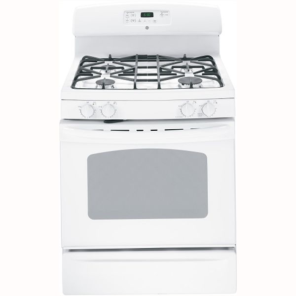 GE White 30" Freestanding Gas Range JGB300