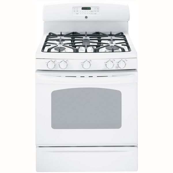 GE White-on-white 30" Freestanding Gas Range JGB800
