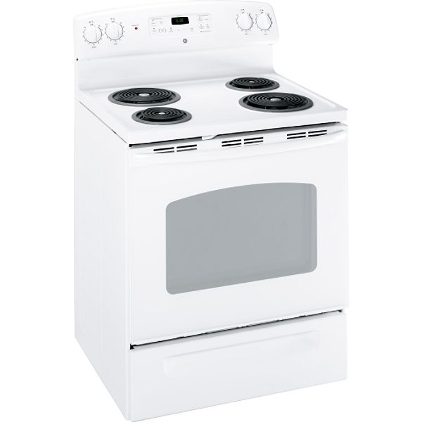 GE White 30" Freestanding Electric Range JBP35DM