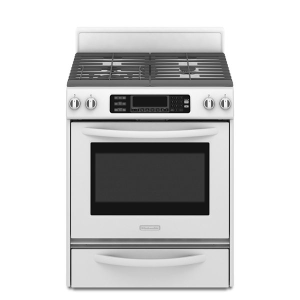 KitchenAid White 30" Self-Cleaning Freestanding Gas Range KGRS807S