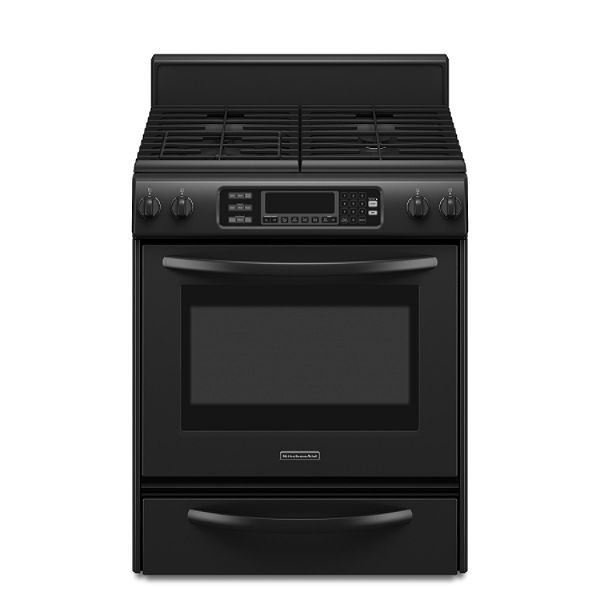 KitchenAid Black 30" Self-Cleaning Freestanding Gas Range KGRS807S
