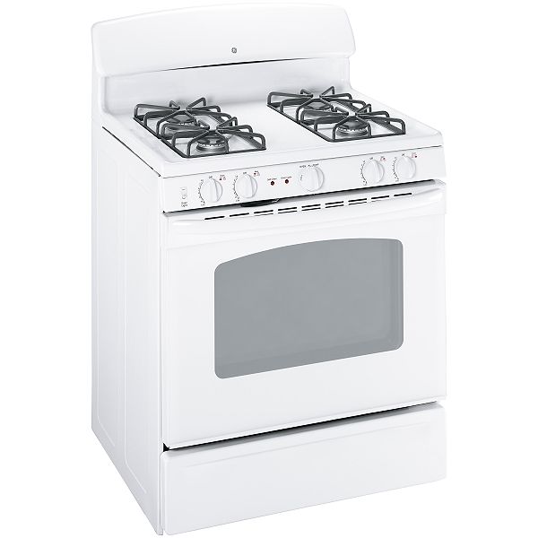 GE White 30" Freestanding Gas Range JGBP27DEM