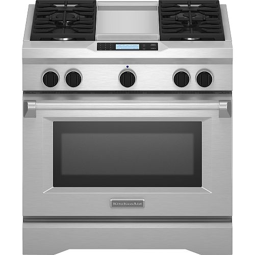 KitchenAid 36 in. Dual Fuel Pro-Style Range Plus Griddle - KDRU763V 
