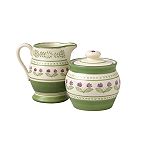 Pfaltzgraff Circle of Kindness Purple Flowers Sugar and Creamer Set