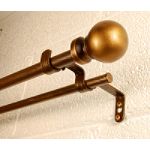 BCL Classic Ball Double Curtain Rod Set, Antique Gold Finish, 28