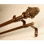 BCL Pine Cone Double Curtain Rod Set, Antique Gold Finish, 48