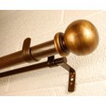 BCL Classic Ball Double Curtain Rod Set, Antique Gold Finish, 28