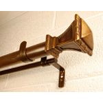 BCL Trumpeted Square Double Curtain Rod Set, Antique Gold Finish, 48