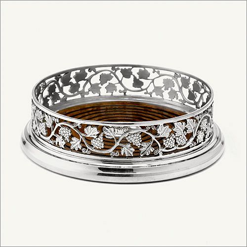 Ginkgo Patriot Pewter Wine Bottle Coaster with Grape Motif - KGO1200 Best Price