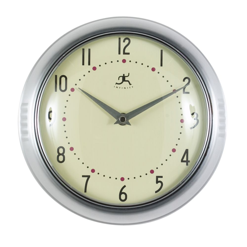 Infinity Instruments Silver Retro Clock