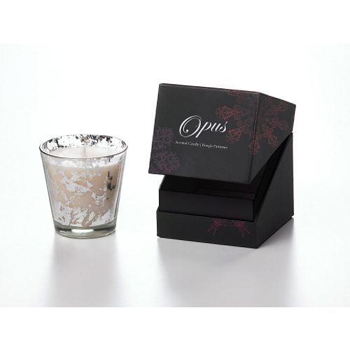 Yummi Candles Scented Candle Vessel, Opus Silver Foil 200g, Christmas Pudding.