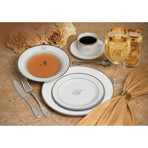 Gibson Elite 20 piece Letter B Monogram Dinnerware Set
