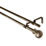 BCL Drapery Hardware Classic Ball Double Curtain Rod, Antique Silver Finish, 28-inch to 48-inch