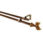 BCL Drapery Hardware Leaf Double Curtain Rod, Antique Gold Finish, 86-inch to 120-inch