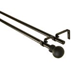 BCL Drapery Hardware Classic Ball Double Curtain Rod, Black Finish, 86-inch to 120-inch