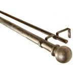 BCL Drapery Hardware Classic Ball Double Curtain Rod, Antique Silver Finish, 86-inch to 120-inch, 1.25-inch Diameter Pole