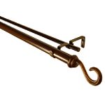 BCL Drapery Hardware Hook Double Curtain Rod, Antique Gold Finish, 48-inch to 86-inch, 1.25-inch Diameter Pole