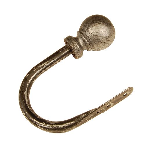 BCL Drapery Hardware Classic Ball Holdback, Set of 2, Antique Silver Finish, Matches 1.25-inch Diameter Rod Set