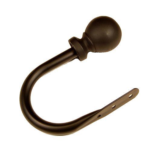 BCL Drapery Hardware Classic Ball Holdback, Set of 2, Black Finish, Matches 5/8-inch Diameter Rod Set
