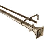 BCL Drapery Hardware Trumpeted Square Double Curtain Rod, Antique Silver Finish, 28-inch to 48-inch, 1.25-inch Diameter Pole