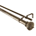 BCL Drapery Hardware Urn Double Curtain Rod, Antique Silver Finish, 86-inch to 120-inch, 1.25-inch Diameter Pole