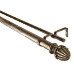 BCL Drapery Hardware Acorn Double Curtain Rod, Antique Silver Finish, 28-inch to 48-inch, 1.25-inch Diameter Pole