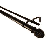 BCL Drapery Hardware Acorn Double Curtain Rod, Black Finish, 86-inch to 120-inch, 1.25-inch Diameter Pole