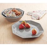 Grace Designs 3pc Twist Edge Taupe Serveware Set