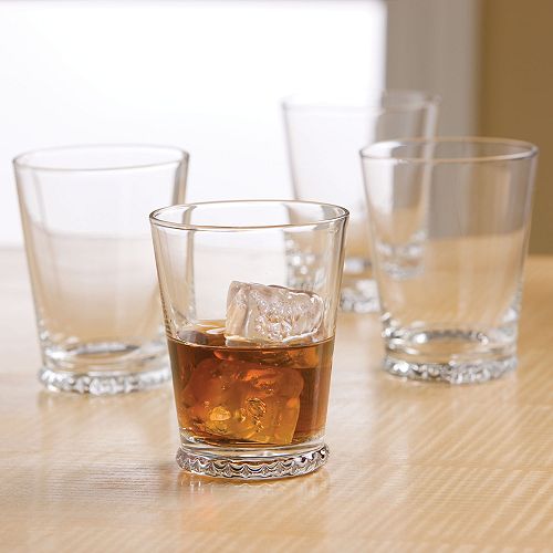 Lands' End Set of 4 Double Old Fashion Glasses, Clear