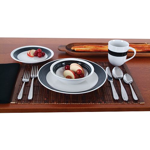 Colormate 16 pc. Black Banded Dinnerware Set