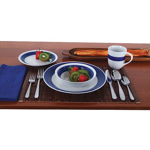 Colormate 16 pc. Blue Banded Dinnerware Set