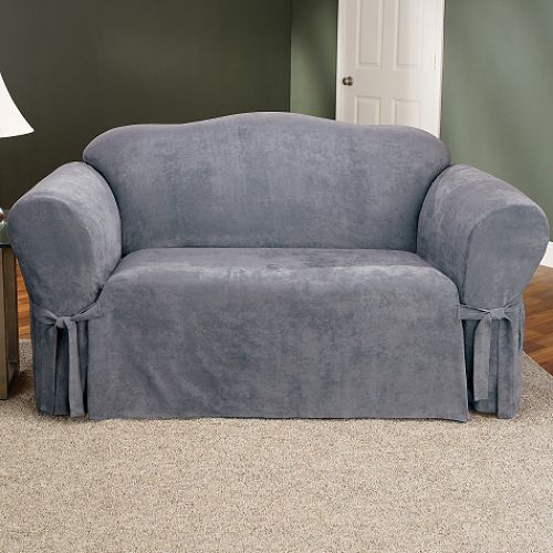 Great Price Sofa Slipcovers - Soft Suede Smoke Blue