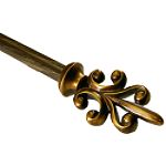 BCL 58FL86, Fleur-di-Lis Curtain Rod, Antique Gold Finish, 86 in. to 120 in.