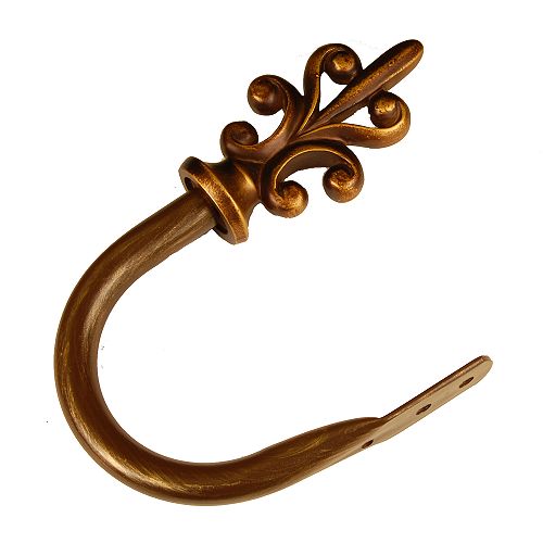 BCL 58FLHB, Fleur-di-Lis Holdback, Set of 2, Antique Gold Finish