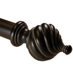 BCL 125SP28, Twisted Spiral Curtain Rod, Black Finish, 28 in. to 48 in.