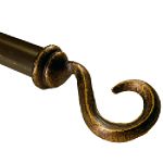 BCL 125HK48, Hook Curtain Rod, Antique Gold Finish, 48 in. to 86 in.