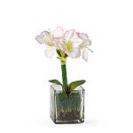 Nearly Natural Amaryllis Silk Flower Arrangement w/Glass Vase