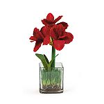 Nearly Natural Amaryllis Silk Flower Arrangement w/Glass Vase