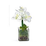 Nearly Natural Amaryllis Silk Flower Arrangement w/Glass Vase